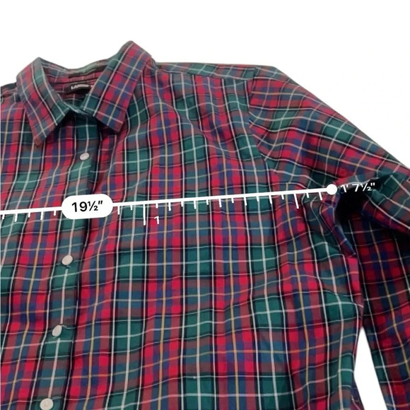 Lands’ End 100% Supima Cotton Red & Green Plaid Button Down Shirt Size 16 - Picture 8 of 8